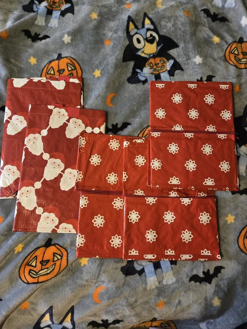 5 Retired IKEA VINTERFINT Red and White Holiday Totes & Storage Bags